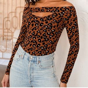 Lulus Off The Shoulder Cheetah bodysuit